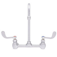 Fisher 94501 Wall Mounted Faucet with 8" Centers, 6" Rigid Gooseneck Nozzle, 2.2 GPM Aerator, and Wrist Handles
