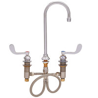 Fisher 87076 Deck Mounted Faucet with Widespread Deck, 12 inch Rigid Gooseneck Nozzle, 2.2 GPM Aerator, and Wrist Handles