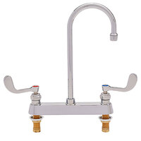 Fisher 90751 Deck Mounted Faucet with 8" Centers, 12" Swivel Gooseneck Nozzle, 2.2 GPM Aerator, and Wrist Handles