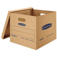 Banker's Box 7717201 SmoothMove Classic 18 inch x 15 inch x 14 inch Kraft / Blue Medium Moving Box   - 8/Case
