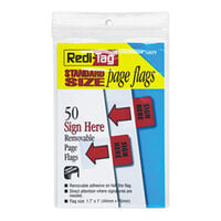 Redi-Tag 76809 Red Sign Here Removable Page Flag - 50/Pack
