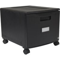 Storex 61259B01C Black Plastic Single-Drawer Mobile Filing Cabinet - 14 3/4" x 18 1/4" x 12 3/4"