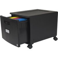 Storex 61259B01C Black Plastic Single-Drawer Mobile Filing Cabinet - 14 3/4 inch x 18 1/4 inch x 12 3/4 inch