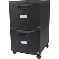 Storex 61309B01C Black Plastic Two-Drawer Mobile Filing Cabinet - 14 3/4" x 18 1/4" x 26"