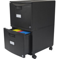 Storex 61309B01C Black Plastic Two-Drawer Mobile Filing Cabinet - 14 3/4 inch x 18 1/4 inch x 26 inch