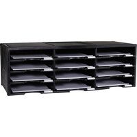 Storex 61602U01C Black 12 Section Heavy-Duty Plastic Literature Organizer - 10 5/8 inch x 13 3/10 inch x 31 7/16 inch