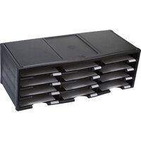 Storex 61602U01C Black 12 Section Heavy-Duty Plastic Literature Organizer - 10 5/8 inch x 13 3/10 inch x 31 7/16 inch