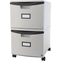 Storex STX61310B01C Gray Plastic Two-Drawer Mobile Filing Cabinet - 14 3/4" x 18 1/4" x 26"