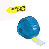 Redi-Tag 81124 Yellow 1 3/4 inch x 9/16 inch Please Sign & Date Arrow Page Flag with Dispenser