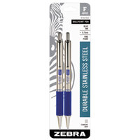 Zebra 29222 F-402 Blue Ink with Stainless Steel Barrel 0.7mm Retractable Ballpoint Pen   - 2/Pack