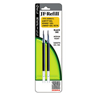 Zebra 87012 JF Black Ink Medium 0.7mm Point Roller Ball Retractable Gel Pen Refill - 2/Pack