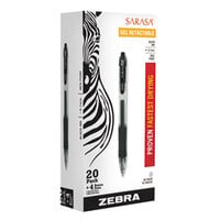 Zebra 14680 Sarasa Black Ink with Transparent Black Barrel 0.7mm Retractable Gel Pen - 24/Box