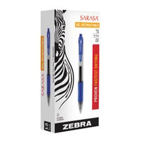 Zebra 46620 Sarasa Blue Ink with Transparent Blue Barrel 1mm Retractable Gel Pen - 12/Pack
