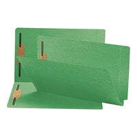 Smead 28140 Shelf-Master Legal Size Fastener Folder with 2 Fasteners - Straight Cut End Tab, Green - 50/Box