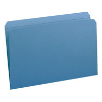 Smead 17010 Legal Size File Folder - Standard Height with Reinforced Straight Cut Tab, Blue - 100/Box