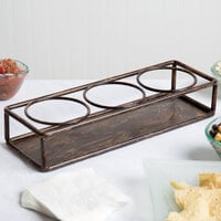 Clipper Mill by GET IR-803 Cabo 14 1/4 inch x 4 3/4 inch Powder Coated Iron Rectangular 3-Ring Condiment Stand