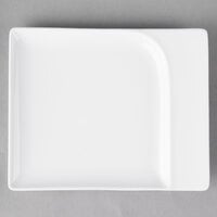Schonwald 9132620 Fine Dining 7 7/8" x 6 3/8" Rectangular Continental White Contoured Porcelain Platter - 12/Case