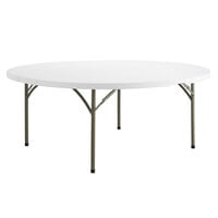 Lancaster Table & Seating 72 inch Round Heavy-Duty Granite White Plastic Folding Table