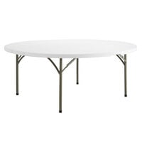 Lancaster Table & Seating 72" Round Heavy-Duty Granite White Plastic Folding Table