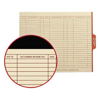 Smead 61910 9 1/2 inch x 12 1/4 inch Manila / Red Charge-Out Guide with 1/5 Side Tab, Letter   - 100/Box