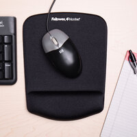 Fellowes 9252001 PlushTouch Black Foam Mouse Pad with Wrist Rest and Microban Protection