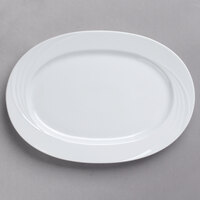 Schonwald 9182033 Donna 13 1/4 inch x 10 5/8 inch Oval Continental White Porcelain Platter - 6/Case