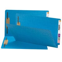 Smead 28040 Shelf-Master Legal Size Fastener Folder with 2 Fasteners - Straight Cut End Tab, Blue - 50/Box