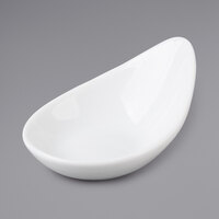 Acopa 2 oz. Bright White Porcelain Slant Appetizer / Tasting Spoon - 12/Pack