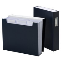 Smead 70867 SuperTab Letter Size 6-Pocket Expanding Bookshelf Organizer - Oversized Blank Tabs, Magnetic Flap Closure, Monaco Blue