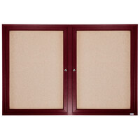Aarco CBC4872R 48 inch x 72 inch Enclosed Indoor Hinged Locking 2 Door Bulletin Board with Cherry Frame
