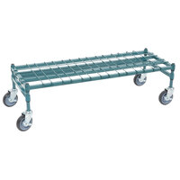 Regency 18 inch x 48 inch Heavy-Duty Mobile Green Dunnage Rack with Mat