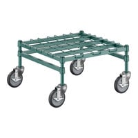 Regency 24" Wide Heavy-Duty Mobile Green Dunnage Rack with Mat