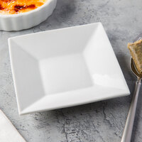 Acopa 5 inch Square Bright White Porcelain Saucer - 12/Pack