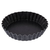 Matfer Bourgeat 331612 Exopan Steel 3 3/4 inch x 5/8 inch Fluted Non-Stick Tartlet / Quiche Mold - 12/Pack