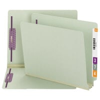 Smead 34725 8 1/2" x 11" Gray/Green End Tab 3" Expansion File Folder with 2 Fasteners - Letter - 25/Box