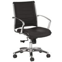 Eurotech LE822BLK Europa Leather Series Black Leather Mid Back Swivel Office Chair