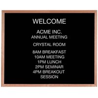 Aarco AOFD3648 36 inch x 48 inch Black Felt Open Face Horizontal Indoor Message Board with Oak Wood Frame and 3/4 inch Letters