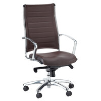 Eurotech LE811BRN Europa Leather Series Brown Leather High Back Swivel Office Chair