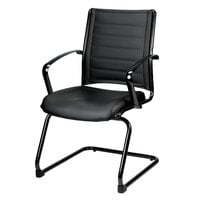 Eurotech LE333TNM-BLKL Europa Metallic Series Black Leather Arm Chair