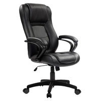 Eurotech LE521 Pembroke Black Leather High Back Swivel Office Chair with Padded Arm Rests