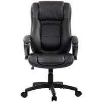 Eurotech LE521 Pembroke Black Leather High Back Swivel Office Chair with Padded Arm Rests