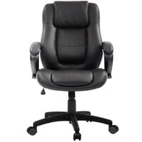 Eurotech LE522 Pembroke Black Leather Mid Back Swivel Office Chair with Padded Arm Rests
