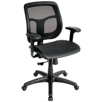 Eurotech MMT9300-PM01 Apollo Series Black Mid Back Multi-Function Swivel Office Chair