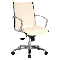 Eurotech LE822WHT Europa Leather Series White Leather Mid Back Swivel Office Chair