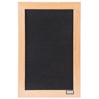 Aarco AOFD1812L 18" x 12" Black Felt Open Face Vertical Indoor Message Board with Oak Wood Frame and 3/4" Letters