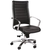 Eurotech LE811BLK Europa Leather Series Black Leather High Back Swivel Office Chair