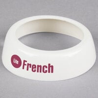 Tablecraft CM22 Imprinted White Plastic "Lite French" Salad Dressing Dispenser Collar with Maroon Lettering