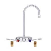 Fisher 80691 Backsplash Mounted Faucet with 4 inch Centers, 3 1/2 inch Swivel Gooseneck Nozzle, 2.2 GPM Aerator, Wrist Handles, and Elbows