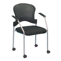Eurotech FS8270 Breeze Series Black Fabric and Plastic Office Side Chair with Grey Frame and Casters