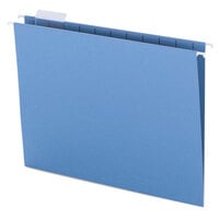 Smead 64060 Letter Size Hanging File Folder - 1/5 Cut Repositionable Poly Tab, Blue - 25/Box